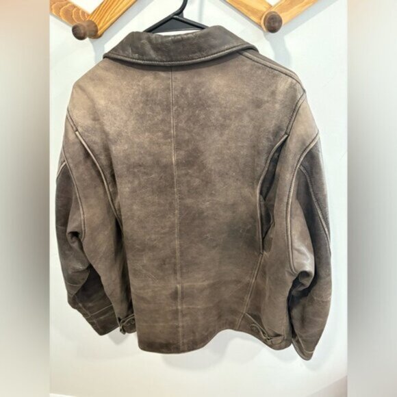 Timberland VINTAGE Dark Brown genuine Leather Weather Gear Jacket- Large - Picture 3 of 12